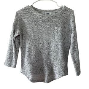 EUC Old Navy Black and White Boucle Pocket Sweater Girls sz L